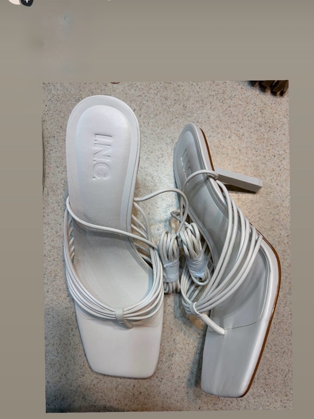 INC International Concepts White Square-Toe Lace-Up Heels